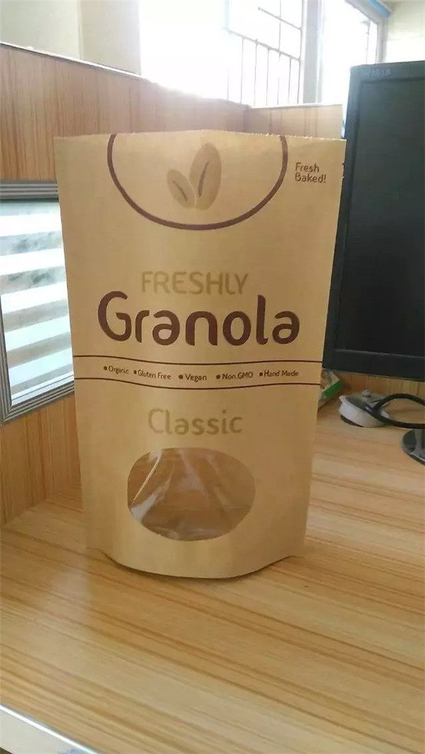 De douane drukte het Document van Tribunekraftpapier omhoog Zak, Snackzak Verpakking met Venster