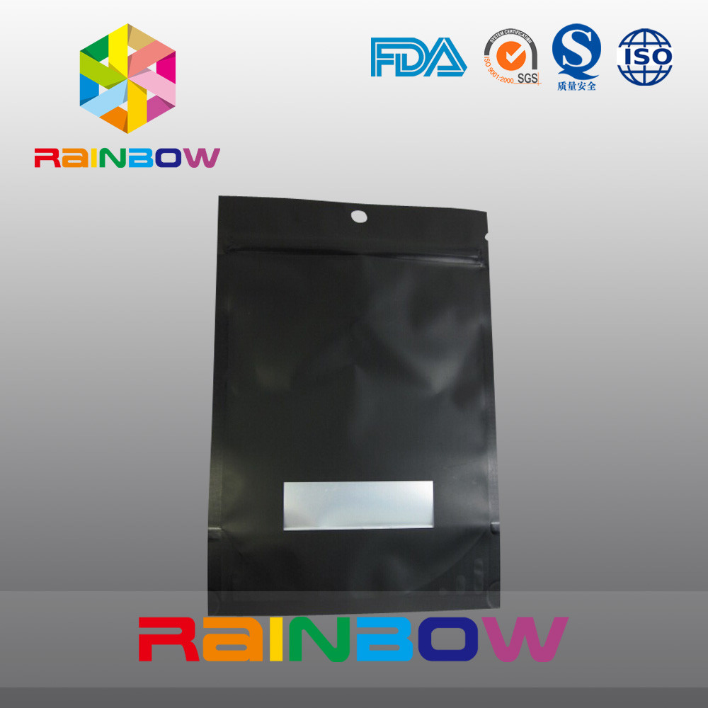 De aangepaste 2oz Aluminiumfolie voerde Zwarte Matte Tribune op Koffiezak met Klep