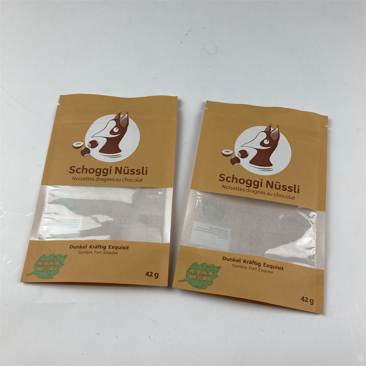 Gerecycleerde Aangepaste Resealable Tribune op het Document van Kraftpapier van het ZakkenVoedsel voor huisdieren Bruine Zakken
