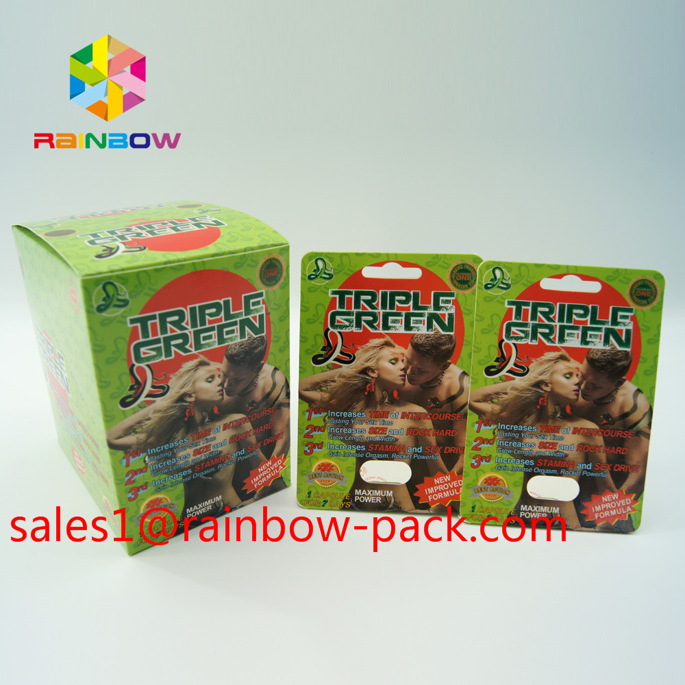 De zwarte Mamba-Pillen die van de het Geslachtsverhoging van de Vertoningsdoos Kaart 3D Effect Geslachtspil verpakken