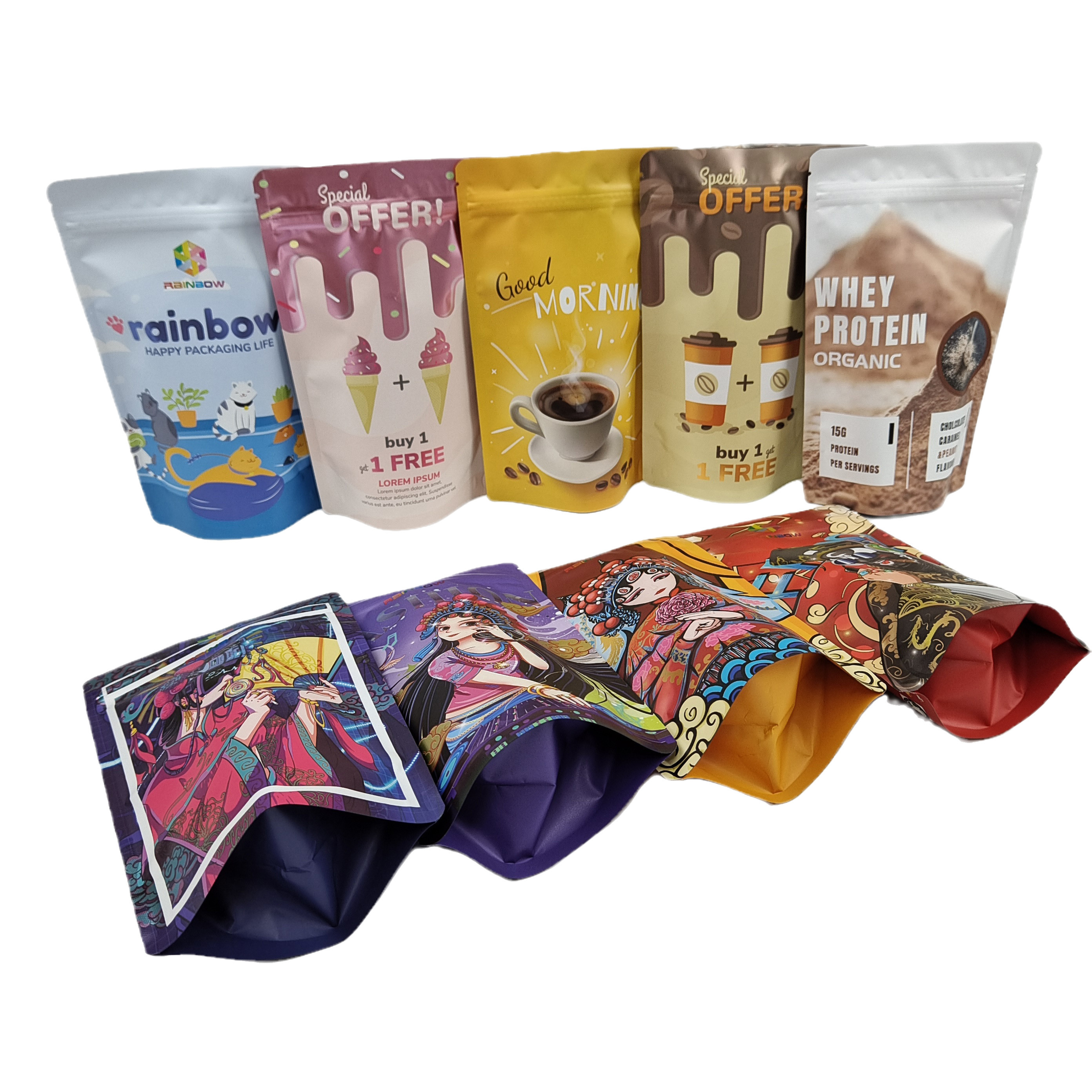 Voedselverpakking Met Rits Eetbare 250g Koffiebar Wrapper Hersluitbare Stand Up Pouch