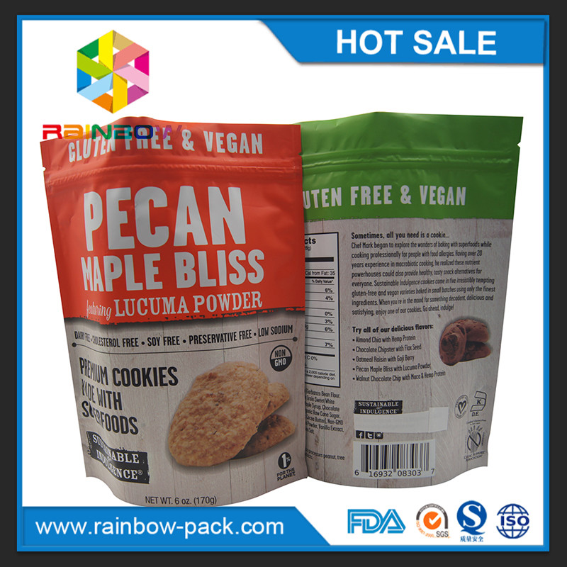 de aluminiumfoliespaander doet de verpakkende tribune van de spaandersaluminiumfolie op ritssluitings250g koekjes die zak verpakken in zakken