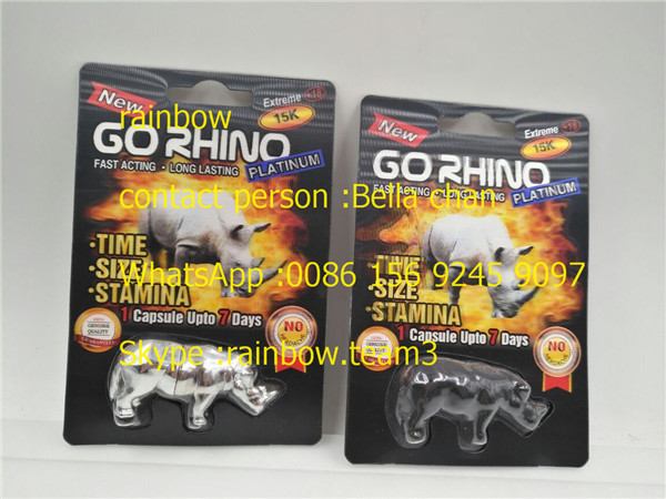 Rhino King USA Sex Pills Verpakking / Go Rhino Pill Case / Rhino 7 Plastic 3D Card