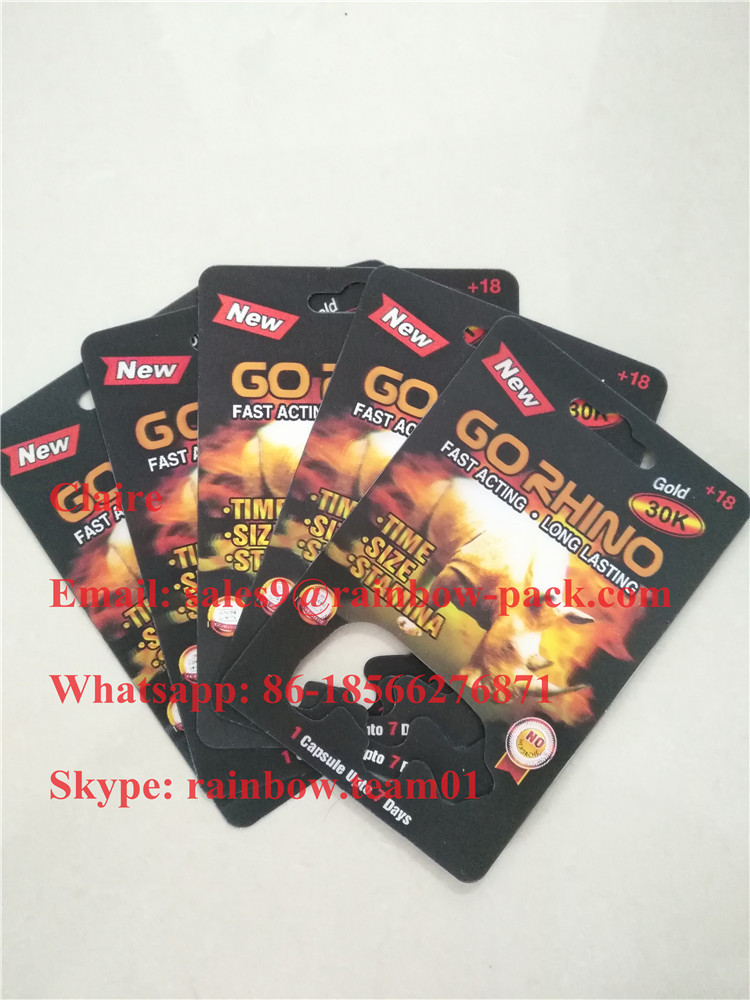 In het groot van de de rinocerospil van de V.S. verpakkende de blaar 3D kaart voor Go de container/de kogel/de fles van de Rinoceroscapsule