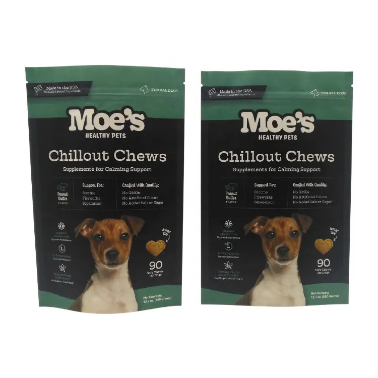 Zipper-voerzak in CMYK-kleuren voor langdurige opslag van voedsel voor huisdieren