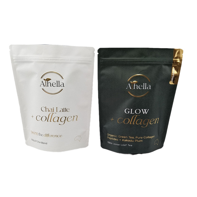 Gepersonaliseerde vochtdichte stand-up zak kraft papier zak met warm stempelen eco-vriendelijke geurproof zakken met logo