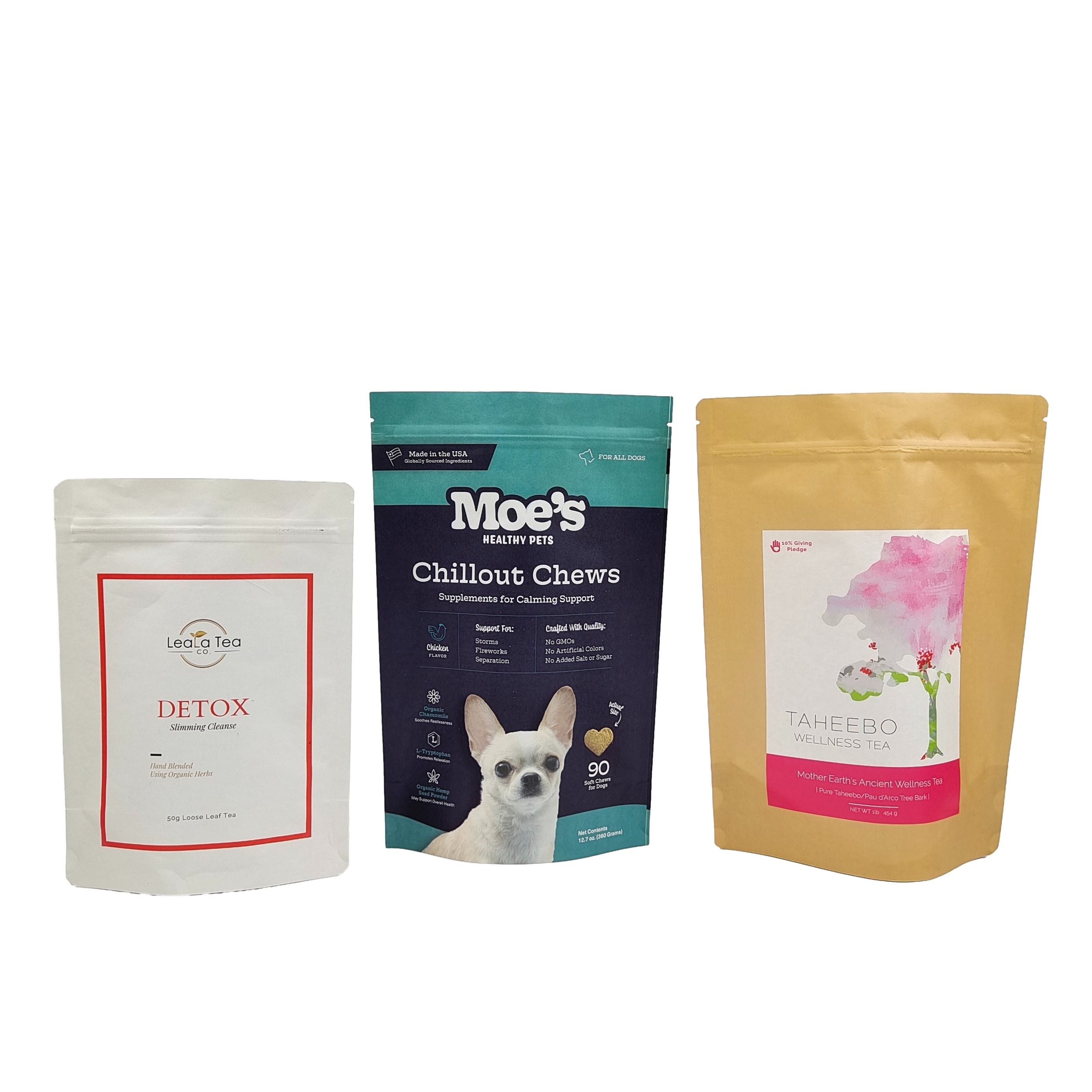 Custom Ziplock Matte Biodegradable Bags Aluminiumfolie Hervergrendelbaar Food Grade Coffee Bean Tea Nut Snack Doypack