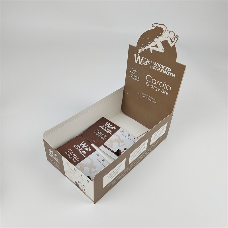 Gepersonaliseerde kartonnen displaypapierdoos Verpakking met logo Retail Energy Bar Display Box