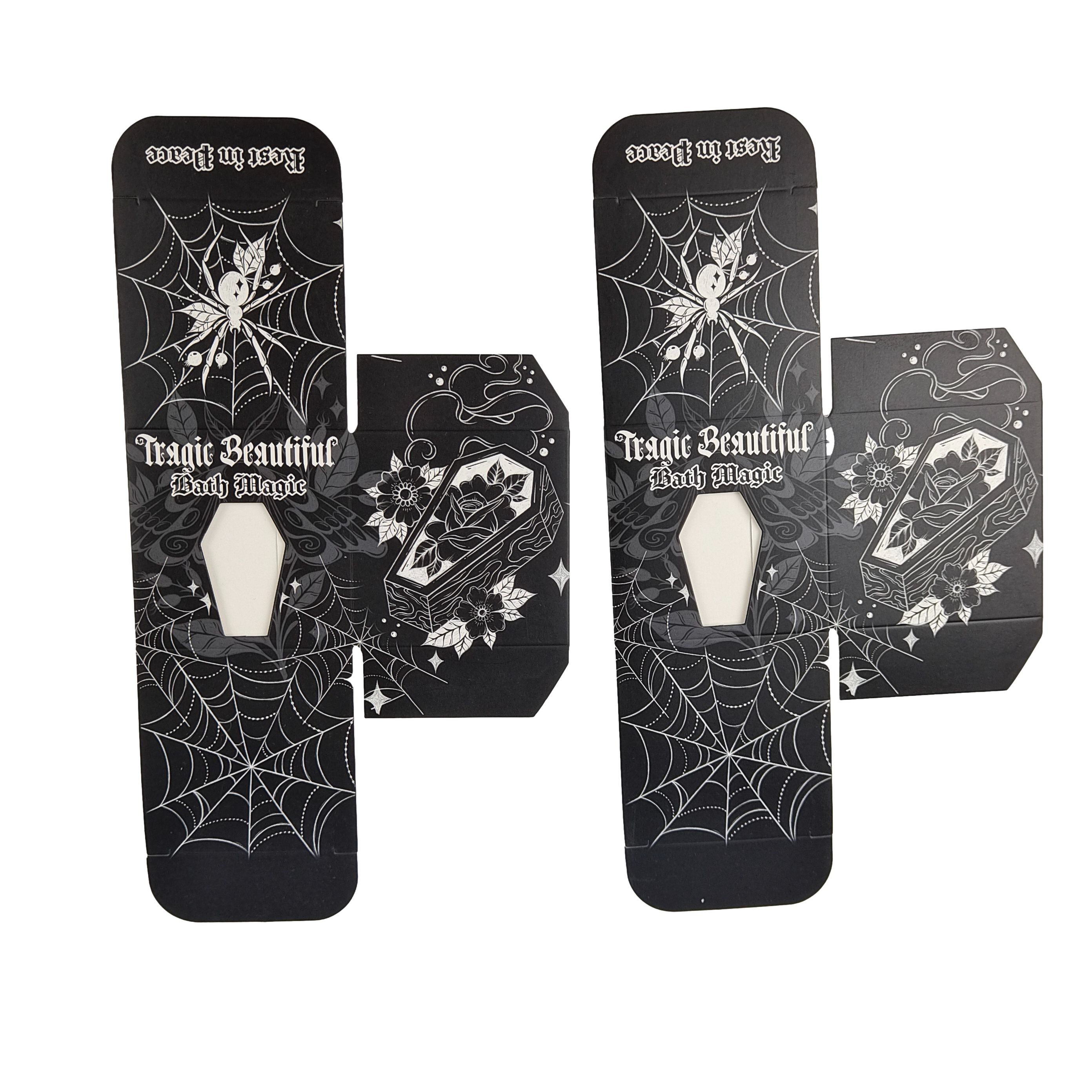 Hoge kwaliteit aangepaste vierkante zwarte papieren doos met speciale voorkant holle venster voedselverpakking wit karton cadeaubon