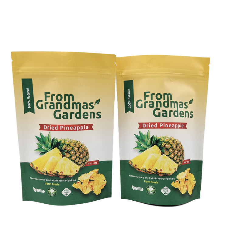 Op maat gedrukte herbruikbare gouden stempel Kraft papier zak Digitaal afdruk Eco-vriendelijke Mylar tassen