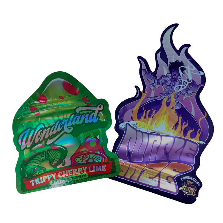 Op maat gedrukte matte soft touch tas 3.5g Mylar tassen Digitaal gedrukt holografisch gesneden Mylar Ziplock Bag