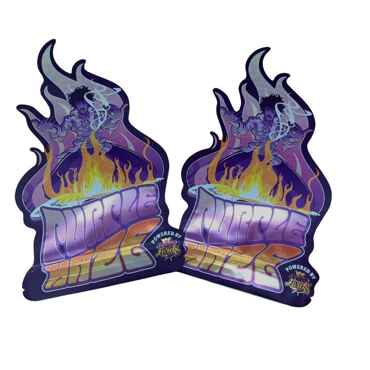 Op maat gedrukt 3,5 g Mylar Tassen Die Cut Onregelmatige Tassen Met Ziplock Cirkel Mylar Soft Touch Plastic Food Candy Bags