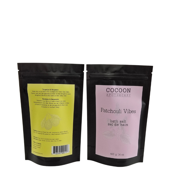 Op maat gedrukte aluminiumfolie badzout specerijen koffie voedsel verpakking rits slot staan zak plastic mylar zakken voor zeep