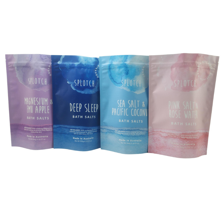 Custom Logo Printing Ziplock Pouch Body Scrub Zeep Badbom Verpakking Aluminium Folie Pouch Plastic Zipper Badzoutzakken