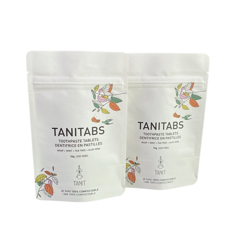 Gepersonaliseerde waterdichte biologisch afbreekbare Pla Kraft Paper Ziplock Bag Zipper Bag Stand Up Pouch