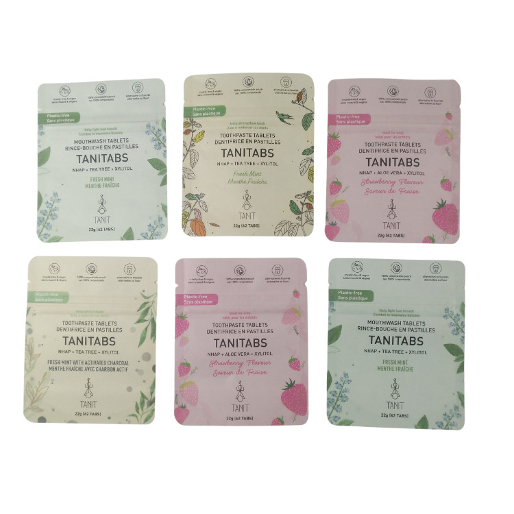 Eco-vriendelijke Ziplock Stand Up Food Packaging 100% composteerbaar biologisch afbreekbaar kraftpapier zakjes