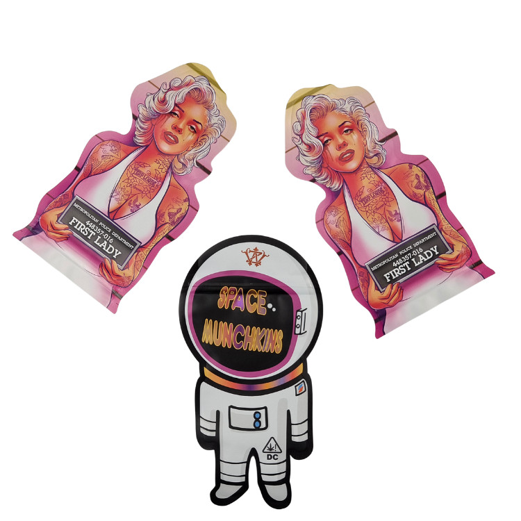 Op maat gemaakte afdruk Mini Mylar Bag 1g 3.5g 7g 14g 28g Champignon Kinderwacht Geurvast Soft Touch Cali Pack Mylar Bag