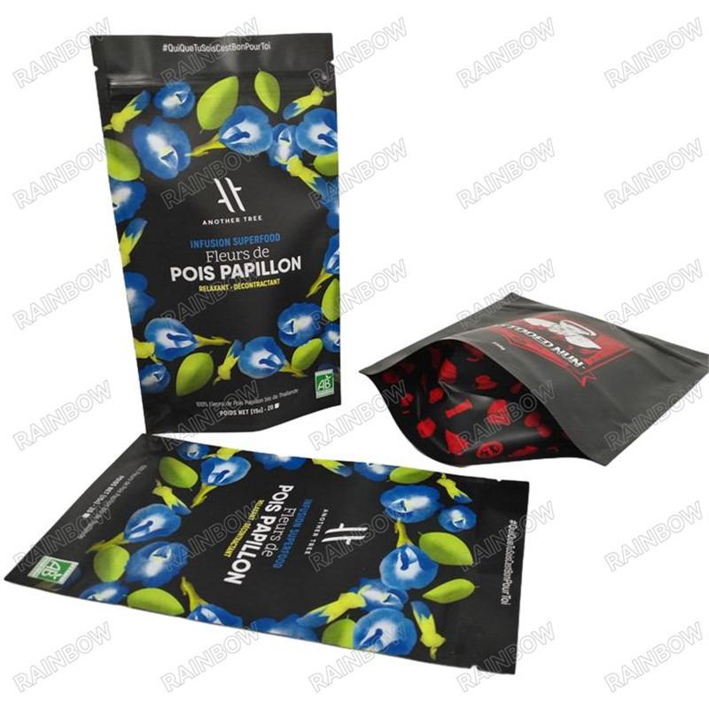 Digitaal afdrukken Custom Logo Bags Vochtbestendige hervergrendelbare Food Grade Mylar Bags Stand Up Bags