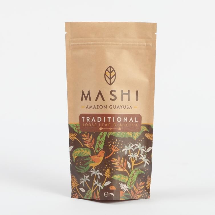 Biologisch afbreekbaar Kraftpapier op maat Stand Up Zip Lock Packaging Bags voor thee en koffiepoeder