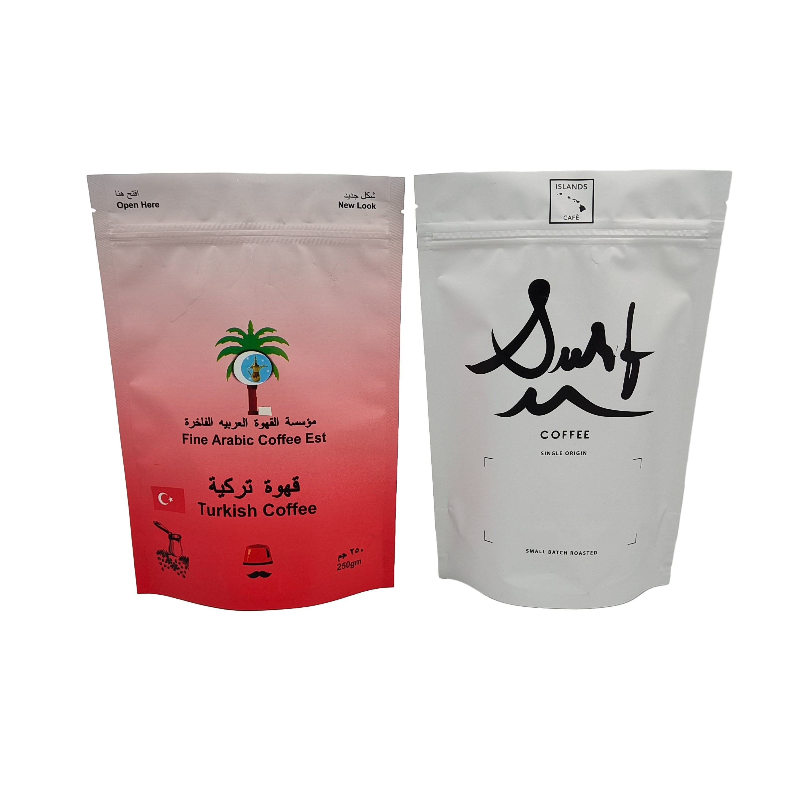 Hoogwaardige, op maat gemaakte voedselverpakkingszakken met gedrukte matte aluminiumfolie, opstaande zak met ziplock