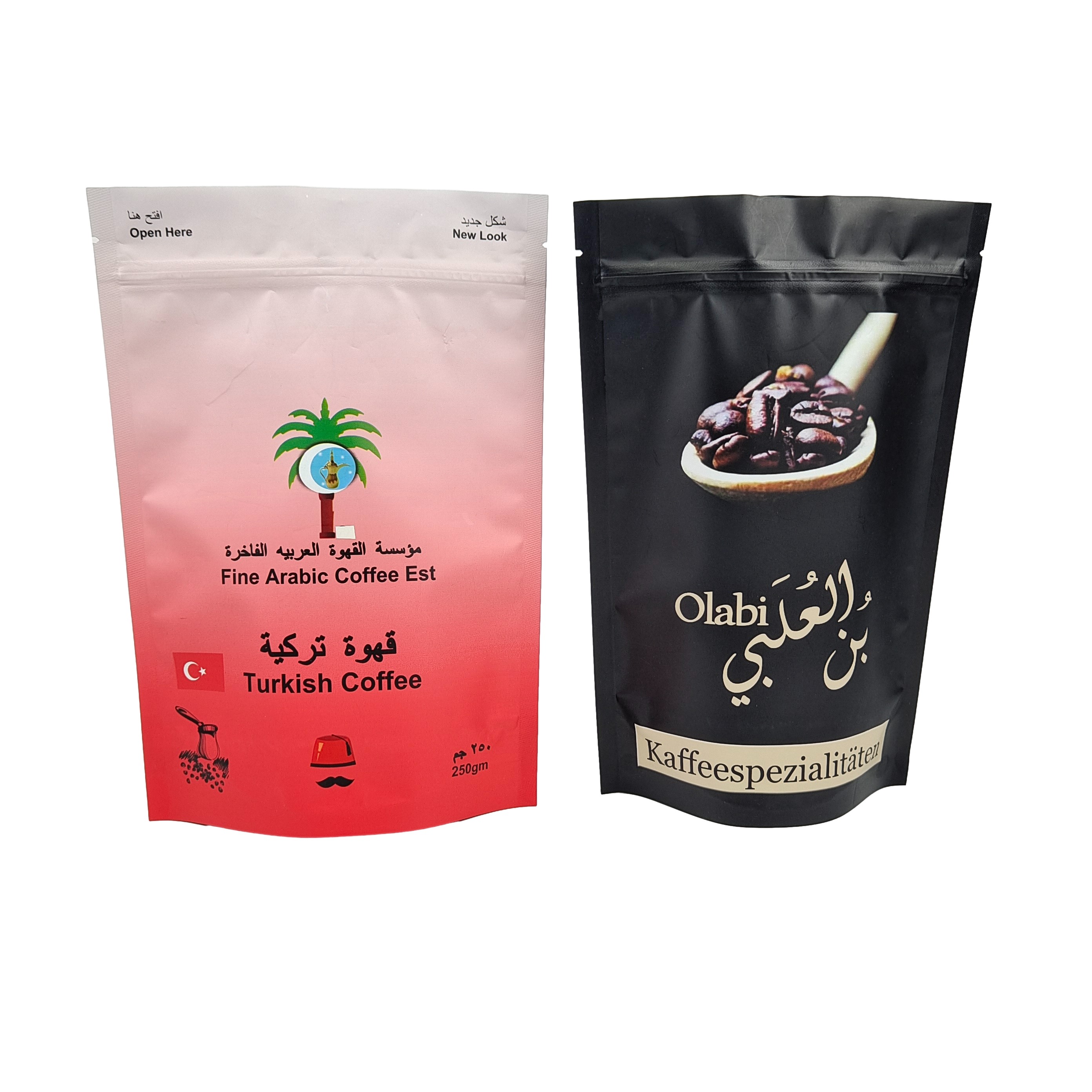 Arabica Koffiebonen Op maat gedrukte verpakking lekkagebestendige rits Mylar Plastic Stand Up Bags