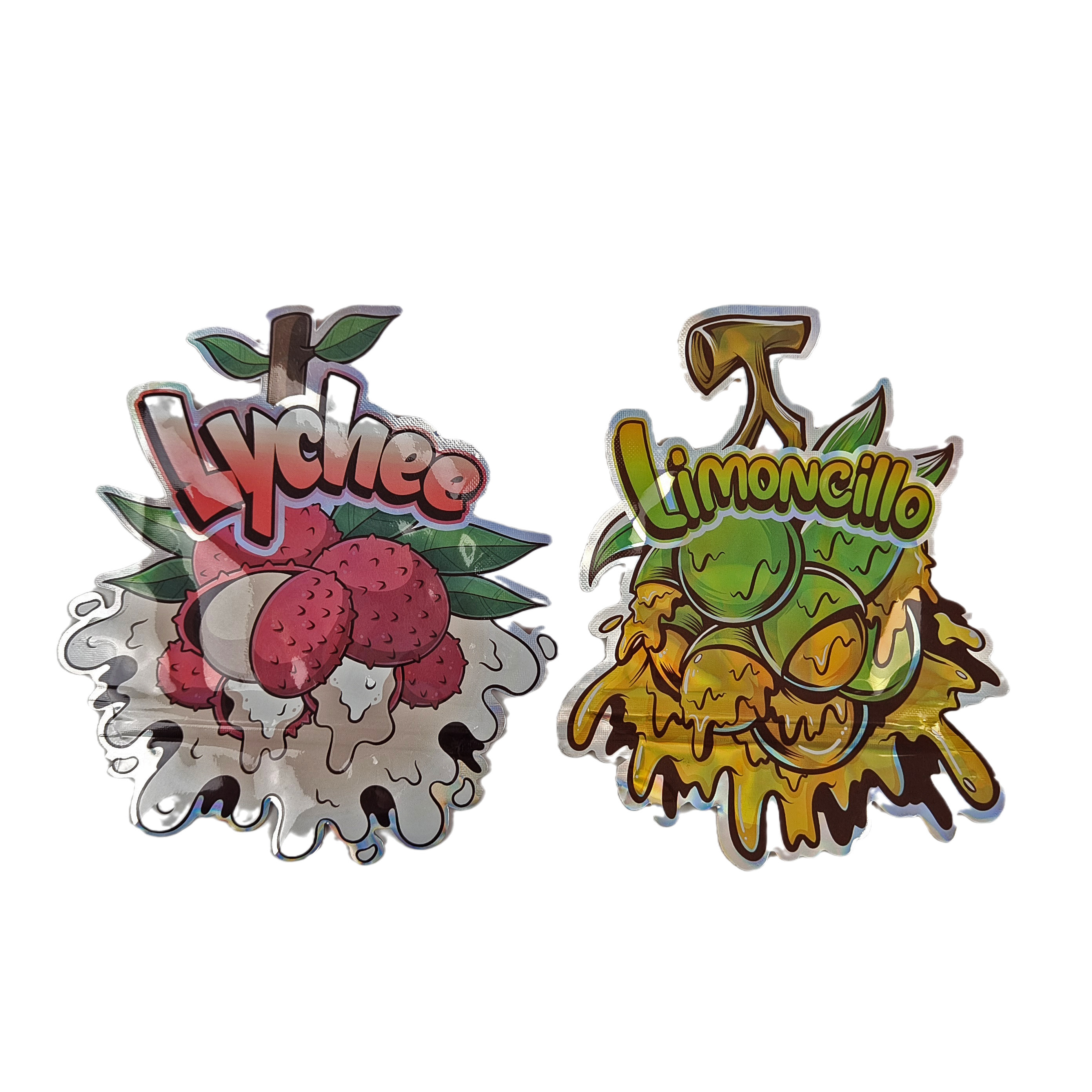 Op maat gemaakte afgedrukte onregelmatige hervergrendelbare rits die cut 3,5 g speciale vorm plastic verpakking mylar tas