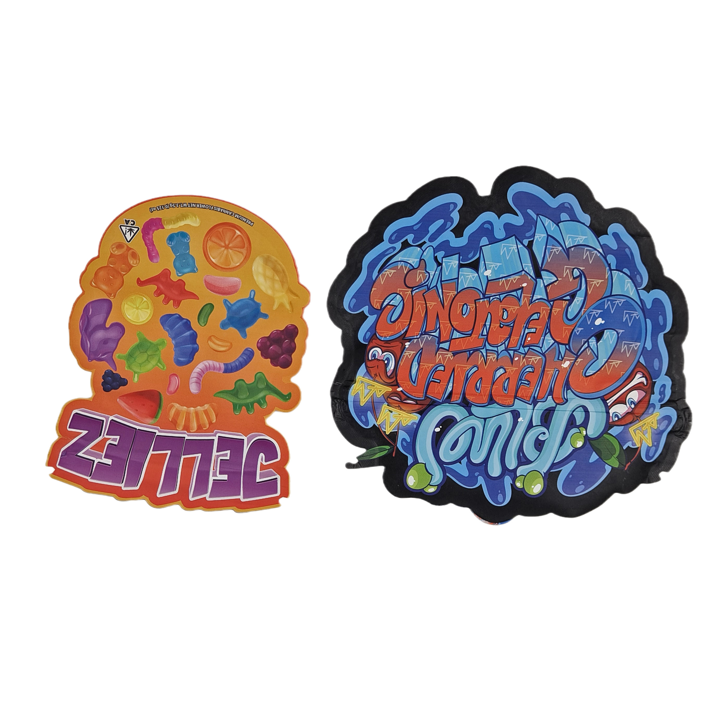 Op maat gedrukt zacht aanraak Holograaf Die Cut Onregelmatige speciale vorm Plastic Zipper Mylar Food Packaging Bag