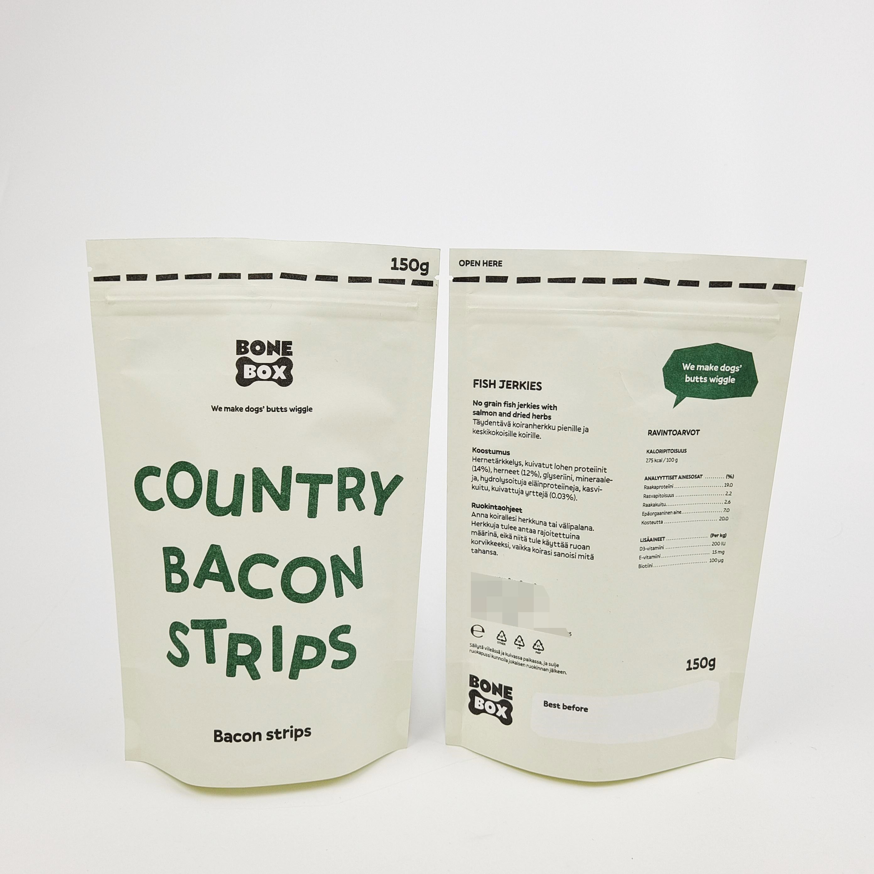 Wit handvatmateriaal en standaard in gepersonaliseerde geschenkzakken