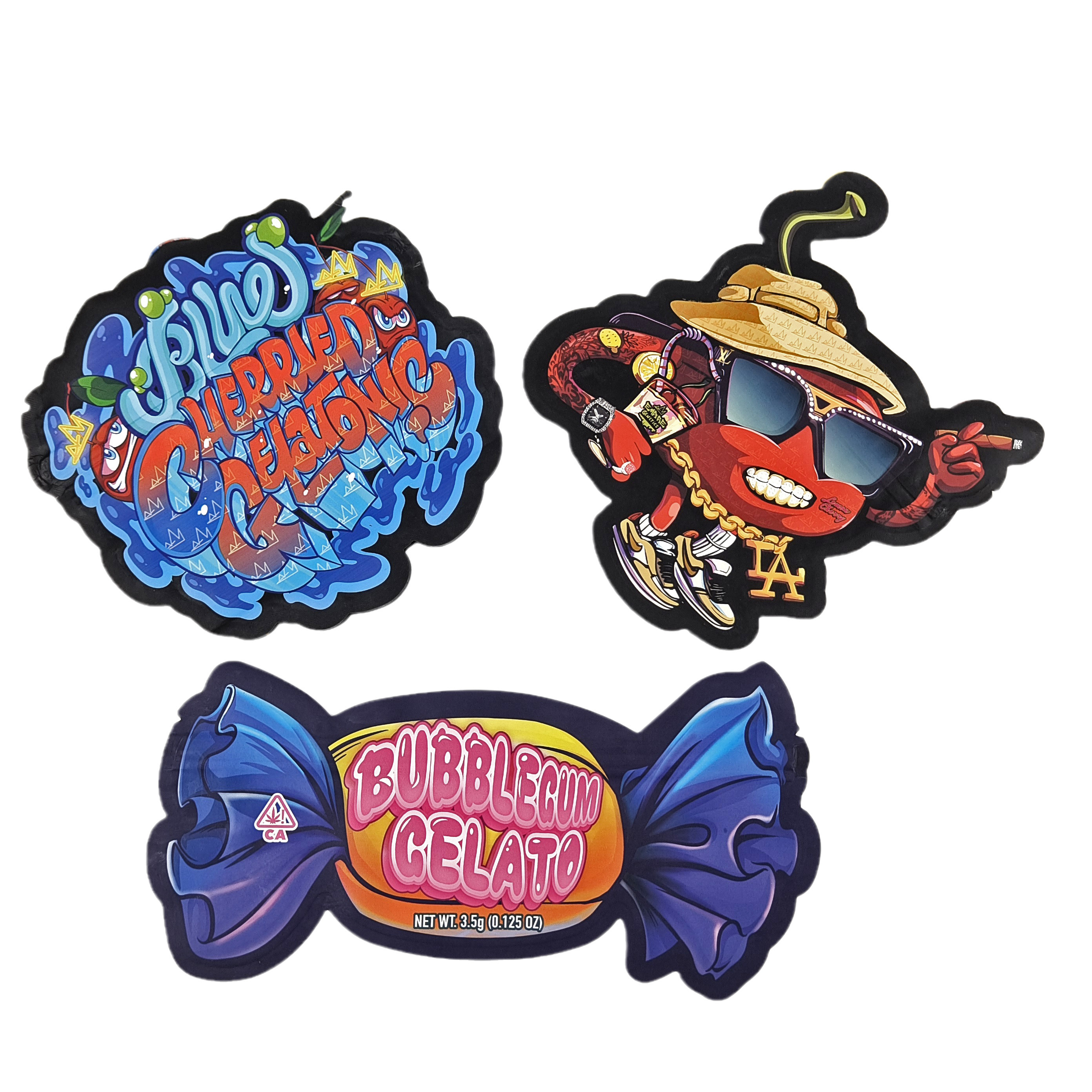 Custom Matte Logo hervergrendelbare plastic zak in de vorm van geurbestendige die cut ziplock 3.5 mylar zakken voor snoep