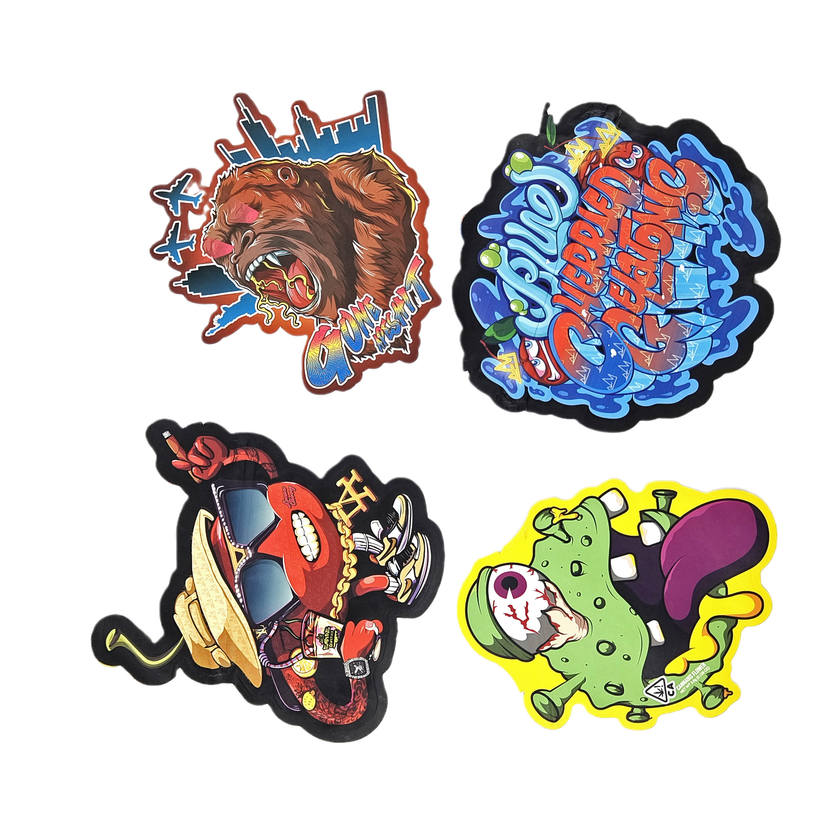 Op maat gedrukte eetbare zakken Plastic verpakking Die Cut speciaal gevormde plastic zak met ziplock 3.5g Snack Mylar zakken