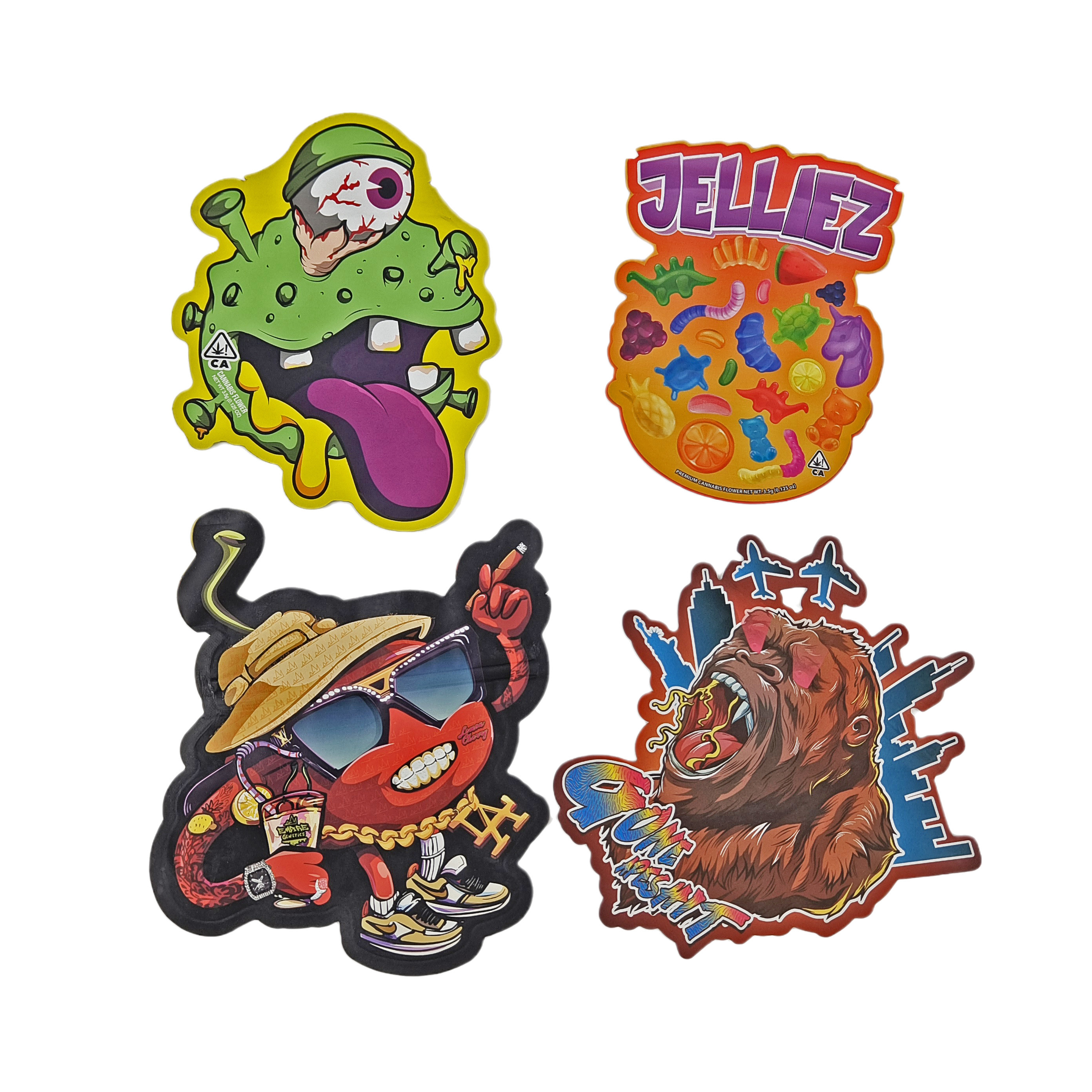 Op maat gedrukt 3,5 g koekjes snoep snack speciale vorm Ziplock plastic zakken met geurbestendige die cut Mylar zakken