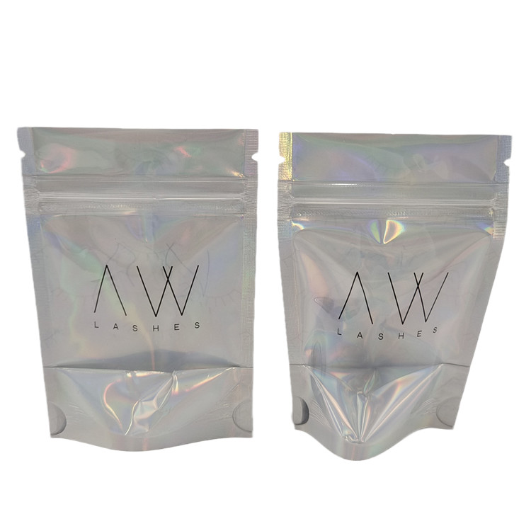 Custom Holographic Aluminium Foil Clear Front Zipper Mylar Bags Geurbestendige Hervergrendelbare Plastic Packaging Bag