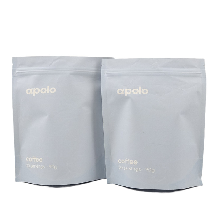 warm verkoop cuCstom Printed Eco Friendly Re-sealable Kraft Paper Pouch voor Koffie Eiwitpoeder