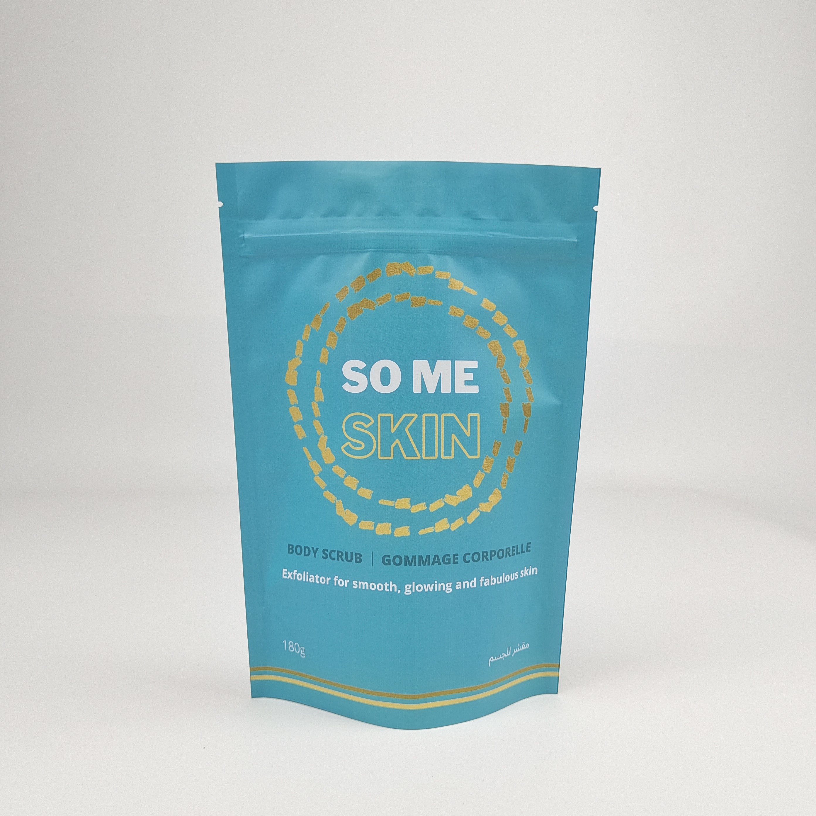 Herbruikbare metalen aluminium folie badzout stand up ritszakken body scrubs verpakkingszak voor badbom