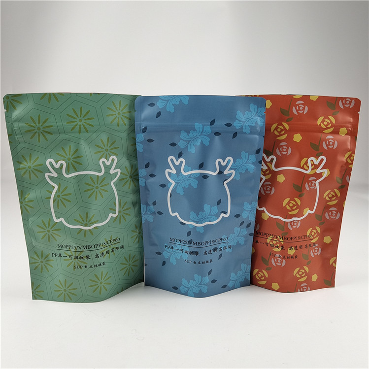 Gepersonaliseerde maat Eco-vriendelijke snackzak Verpakking Matt Aluminiumfolie Stand Up Pouch Ziplock Doypack Bag