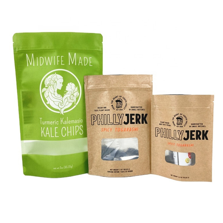 Custom Private Logo Wit kraftpapier zakken voor koekjes cake noten eetbare producten poeder huisdiervoedsel 100% biologisch afbreekbaar geurproof B