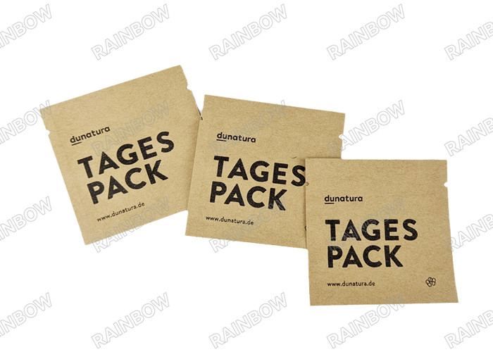 Op maat gemaakte biologisch afbreekbare lege theezak met drie zijden warmteverzegeling thee koffie verpakkingszak kraft papier tablet verpakkingszak