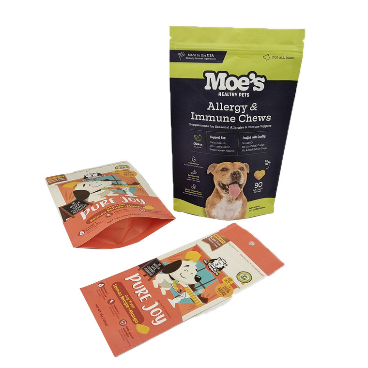 Gepersonaliseerd Eco-vriendelijk Wit Kraft Papier Mango Poeder Noten Huisdiervoedsel Biodegradeerbaar Zipper Geurvast Papier Verpakkingszak