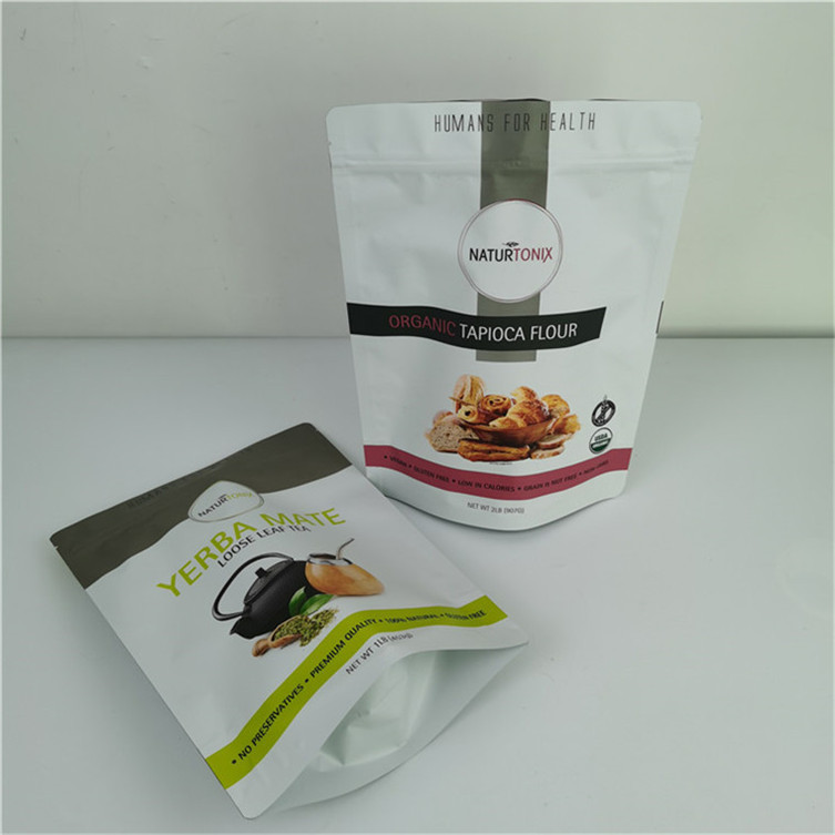 Milieuvriendelijk Persoonlijk Logo Glanzige opslagverpakking Plastic folie zak voor poeder