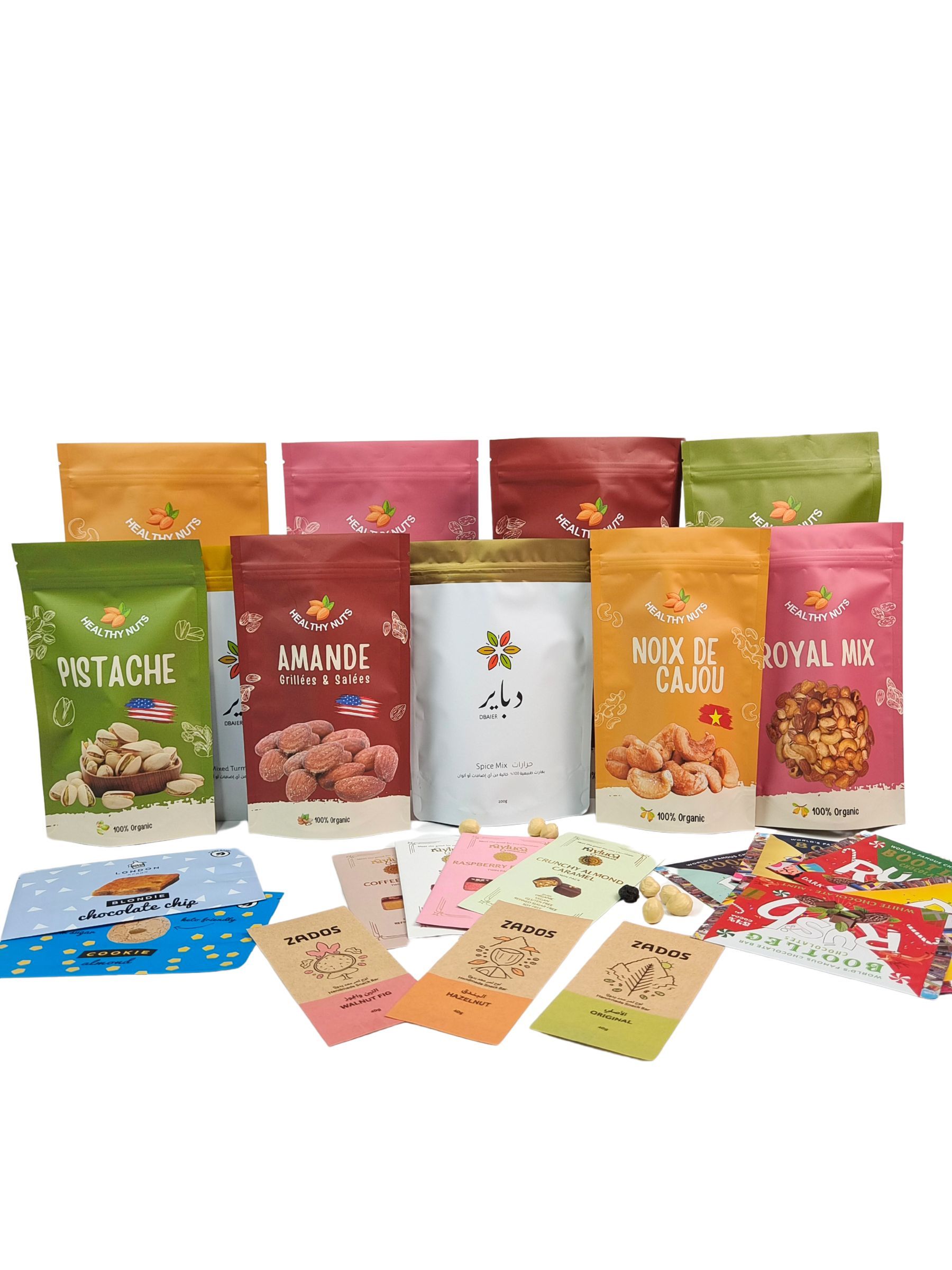 Biologisch afbreekbare voedselgraad snack verpakking warmte afdichting aluminiumfolie ritszak voor noten thee koffie huisdiervoeding