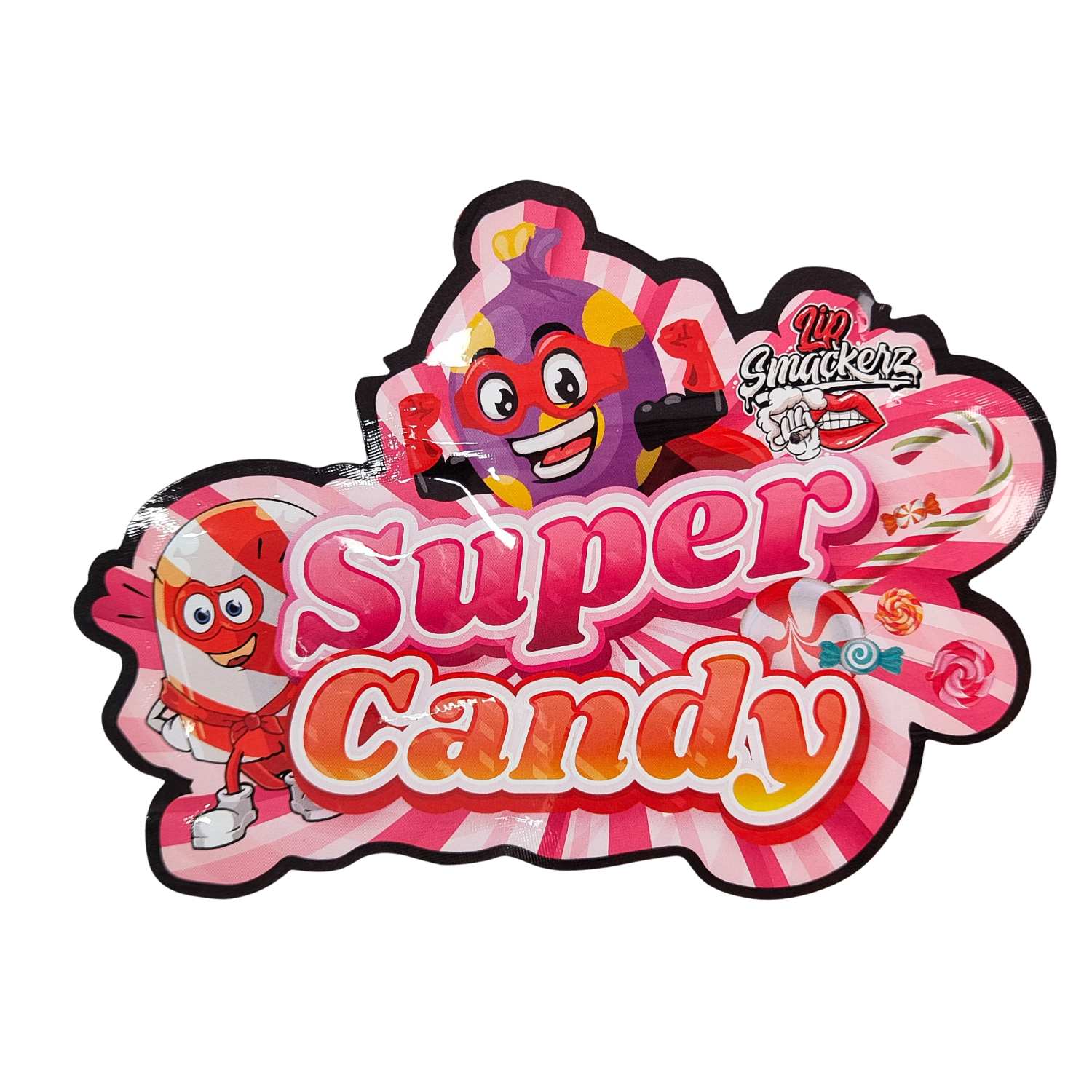 Die Cut 3.5g Plastic Bag Glossy Zipper Mylar Voor Gummy Herb Candy Verpakking Reukvrij Glossy oppervlak