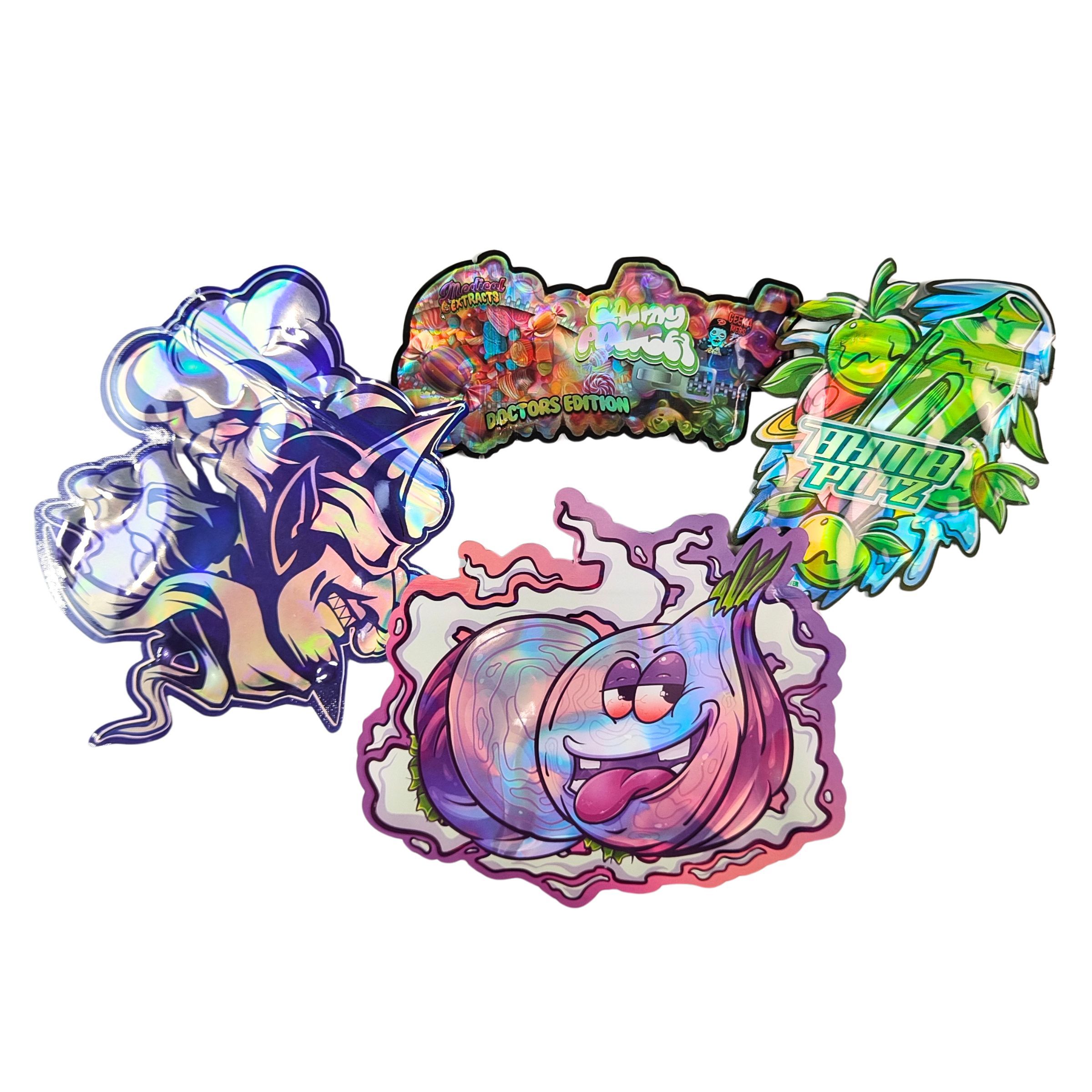 Aangepaste Vorm 3.5g Display Doos Mylar Zakken Kindveilig Zachte Aanraking Gestanste Zak Voor 1g 3.5g 7g 14g 28g Eetbaar Plastic