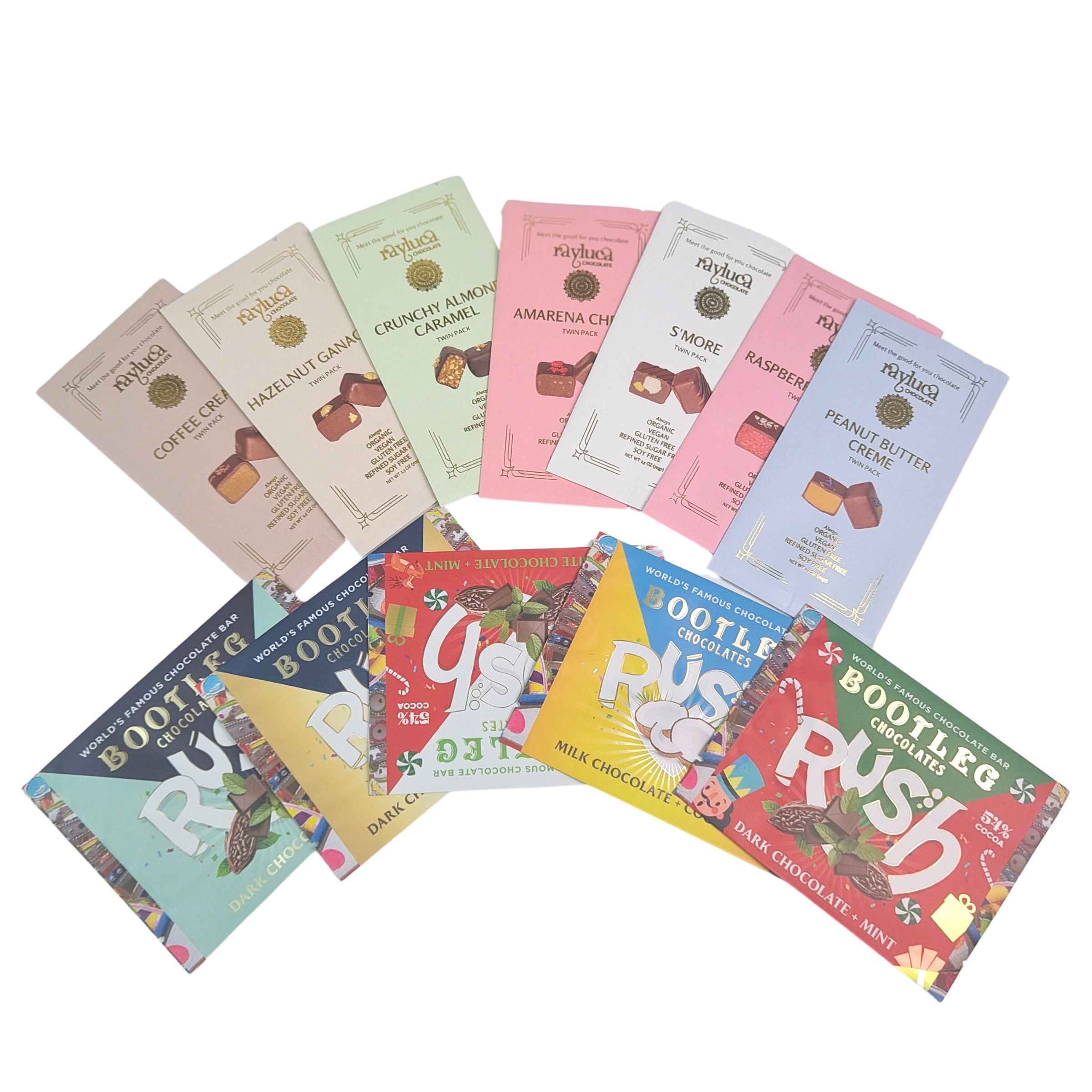 Eetbare aluminiumfolie sachet achterkant seal kleine plastic mylar havermout chocolade energiereep koekje snack snoep verpakkingszak