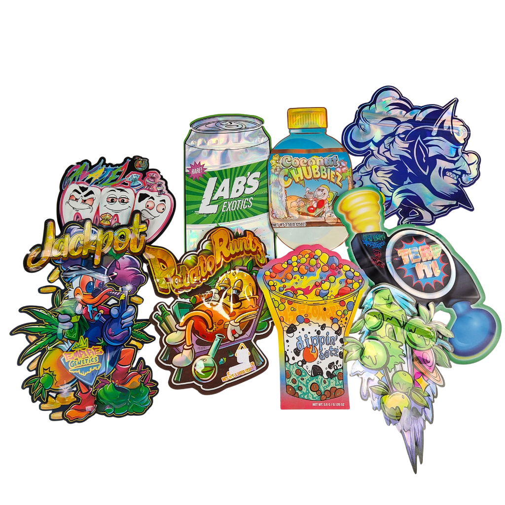 Food Grade Doypack Die Cut Cali 3.5g 7g 14g 28g Sugar Cookie Mylar Bags Glanzende/matte Geurbestendige Ziplock Bags