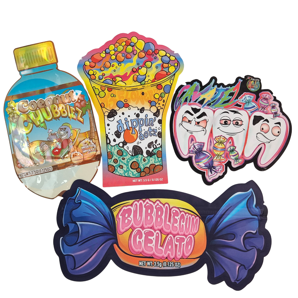 Aangepast logo 3,5 g 7 g 14 g hersluitbare PE plastic voedselverpakking met ritssluiting, foliezak, kindveilige, geurwerende kruiden gummy mylar zak