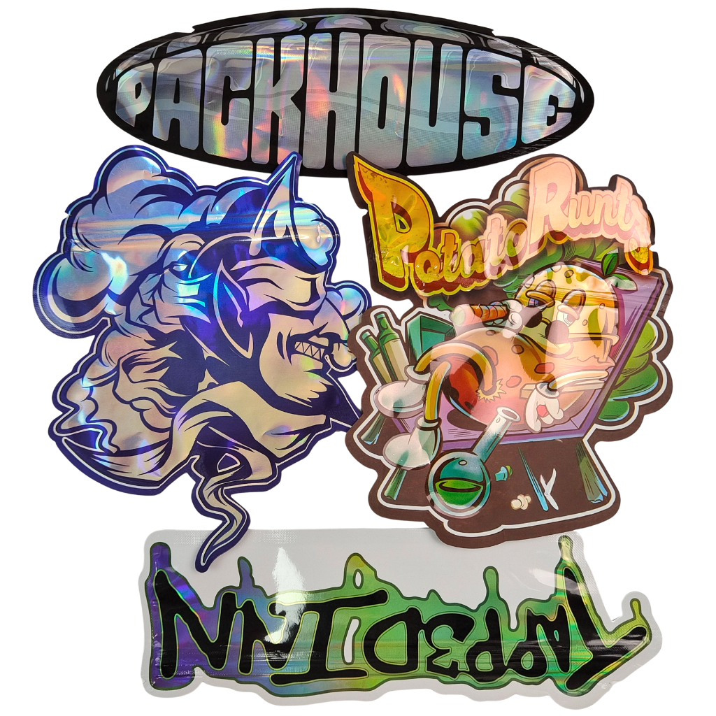 Warm te koop Glanzende Die Cut Mylar Bag Met Zipper Eetbare Geurvast 3.5 7g 14g 28g Champignon Gummies Custom Printing Plastic Bag