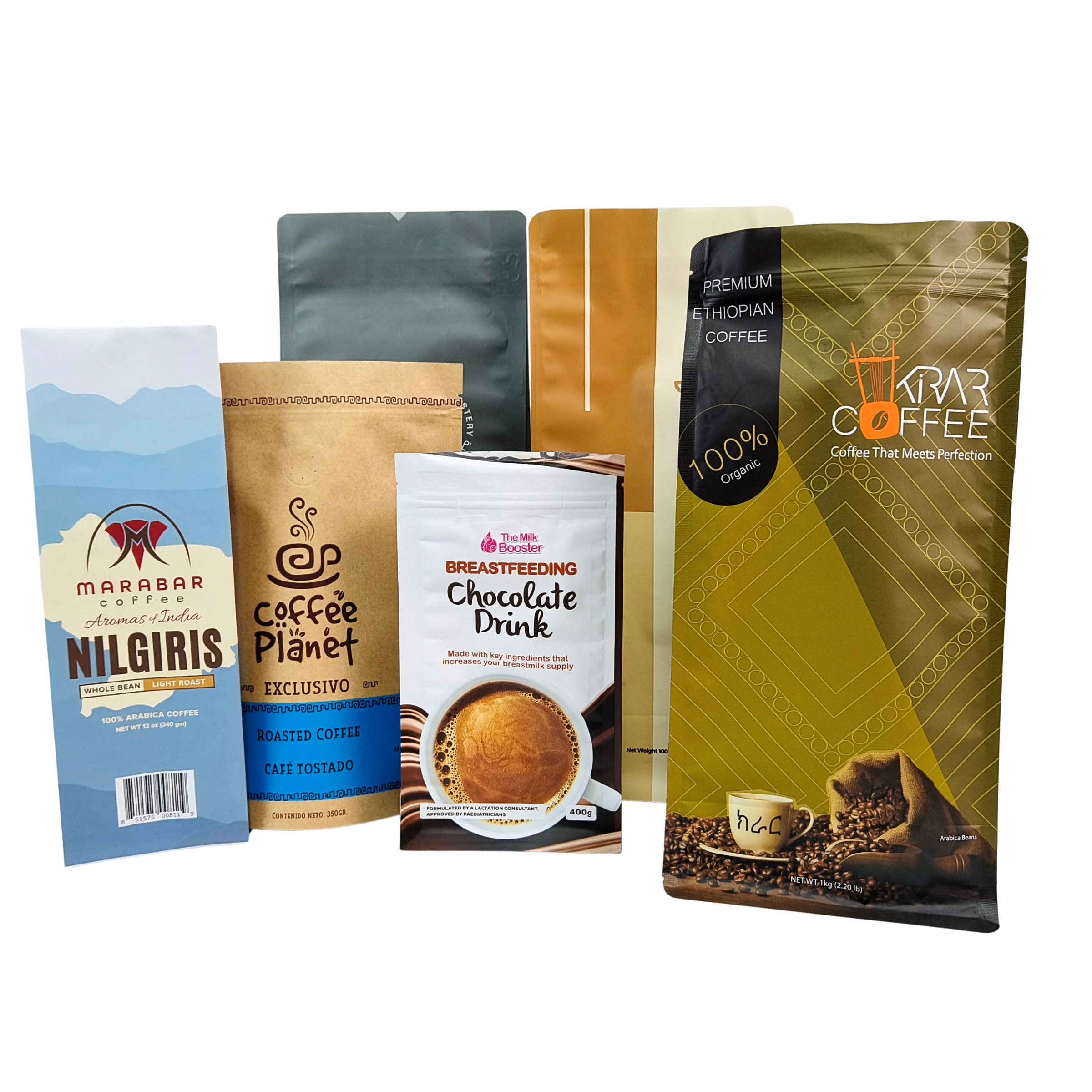 Custom Stand Up Zipper Koffiebonen zak met klep