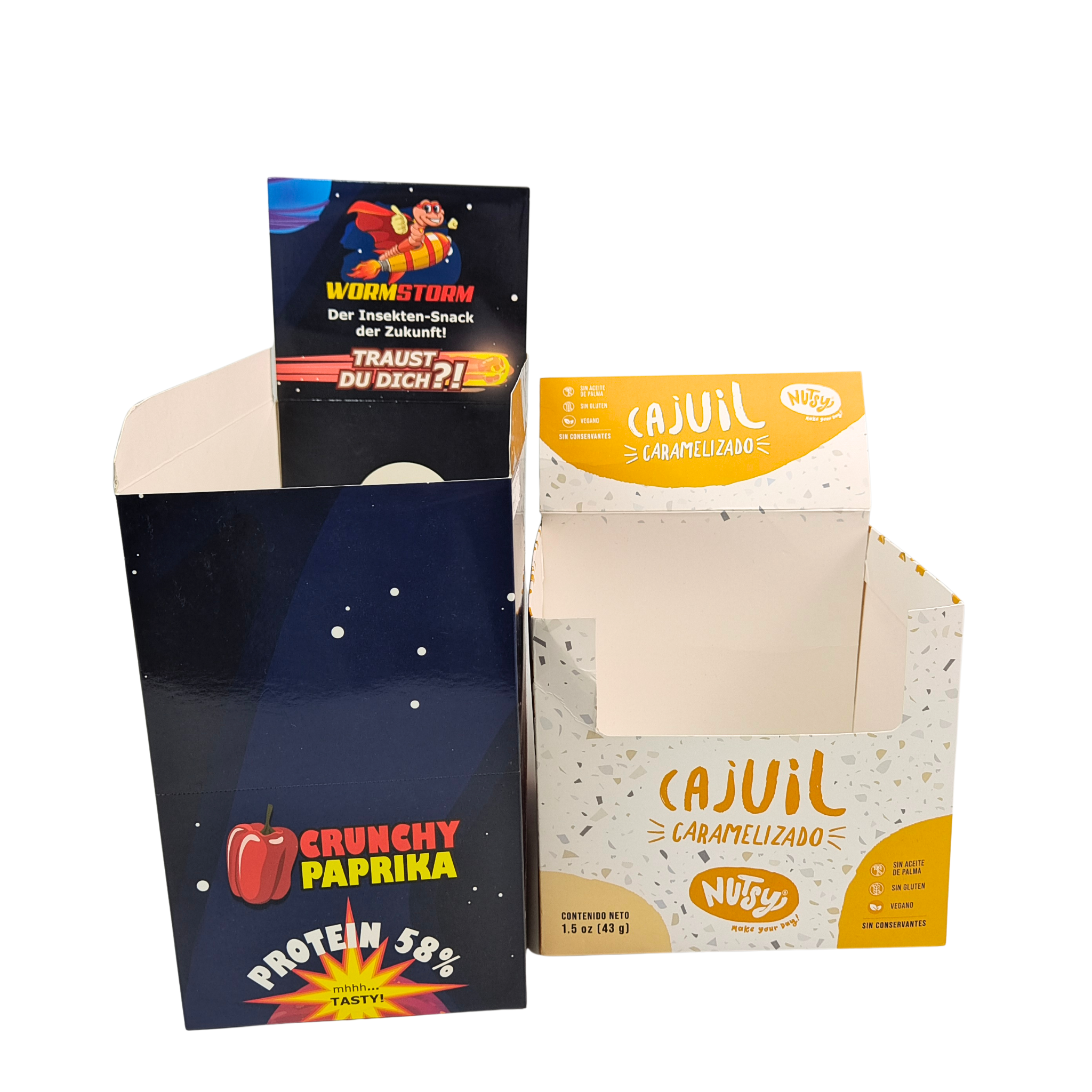 Custom Retail Display Opvouwbare 3,5g papieren doos voor ontbijt Instant gedroogd fruit noten Graan Cereal Food Packaging