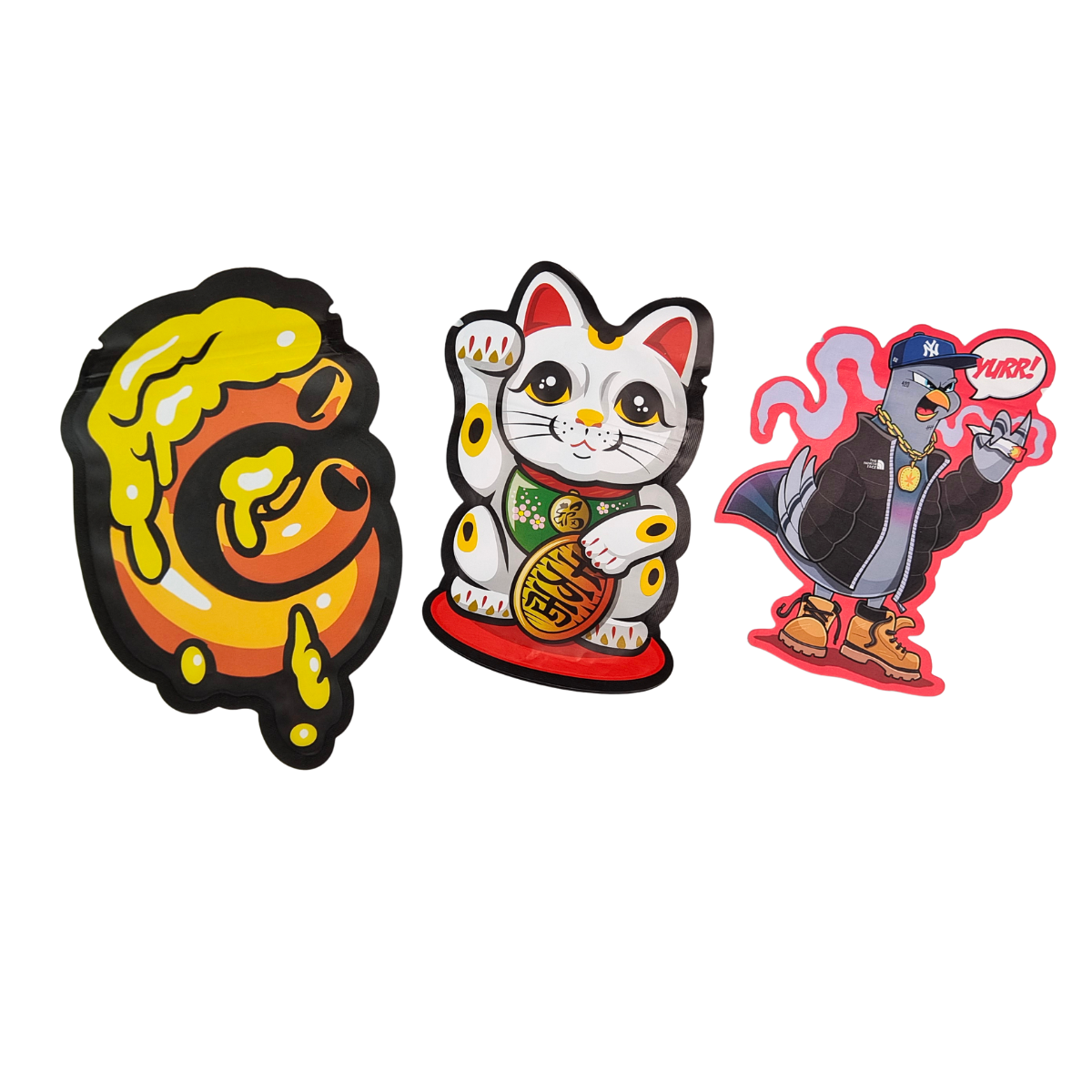 3-zijdig gesealde, kindveilige, holografische mylar-zak, aluminiumfolie snackverpakkingszak