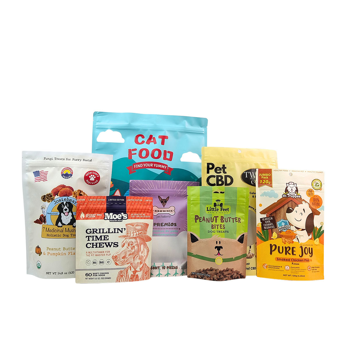 Milieuvriendelijke Herbruikbare Stand-Up Pouch met 50-200 micron dikte voor Verpakking van Dierenvoeding